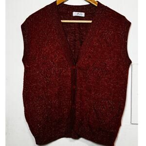 Vintage Our Clover Burgundy Shimmer Knit Sweater Vest No Size Tag